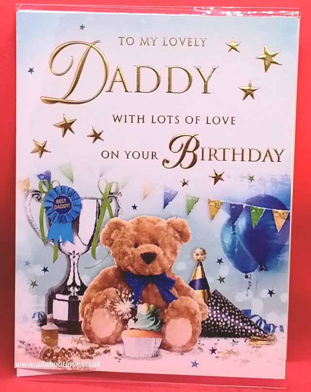 Daddy Birthday Card Gold Foil Writing Beautiful Design 