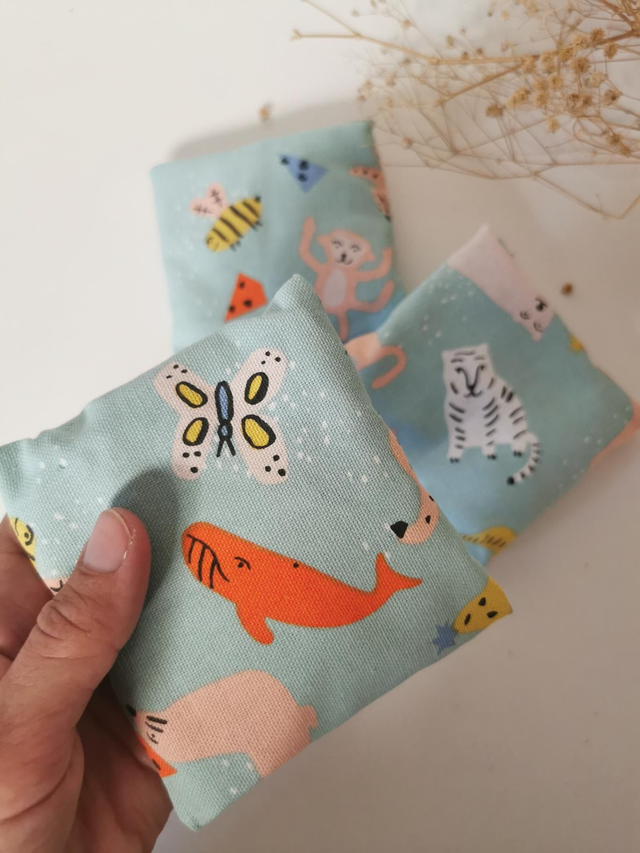 Bouillotte sèche de poche &quot;animaux turquoise&quot; 