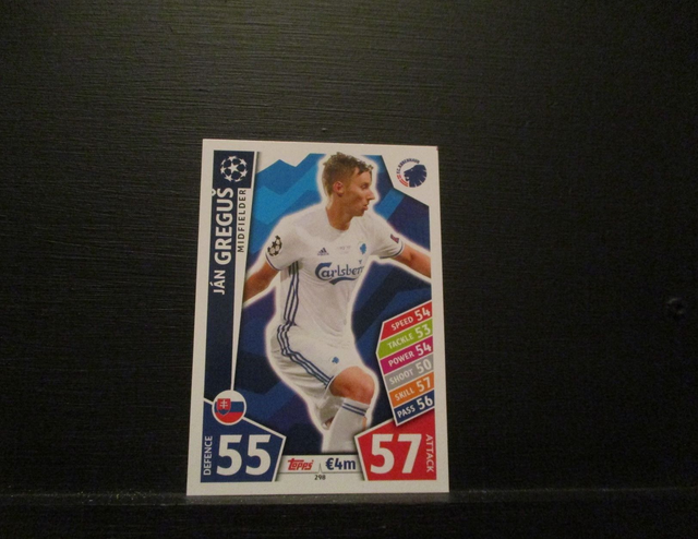 Jan Gregus - UEFA Champions League Match Attax 2017/18 Original Trading Card #298