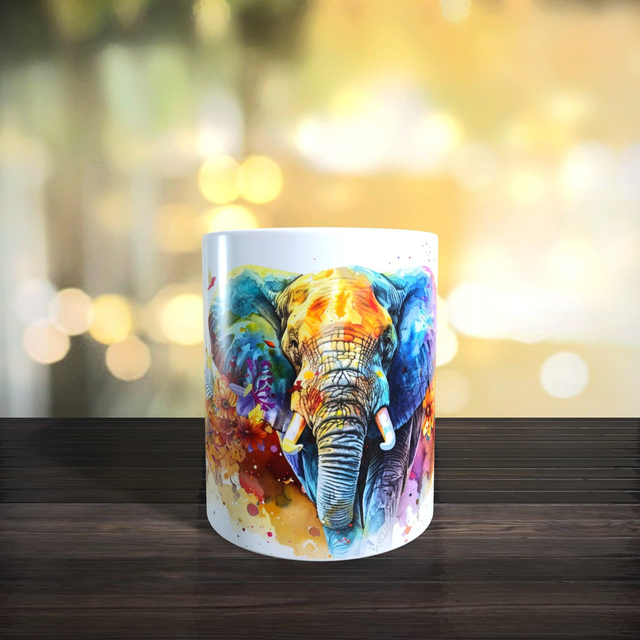 Mug éléphant aux douces couleurs 