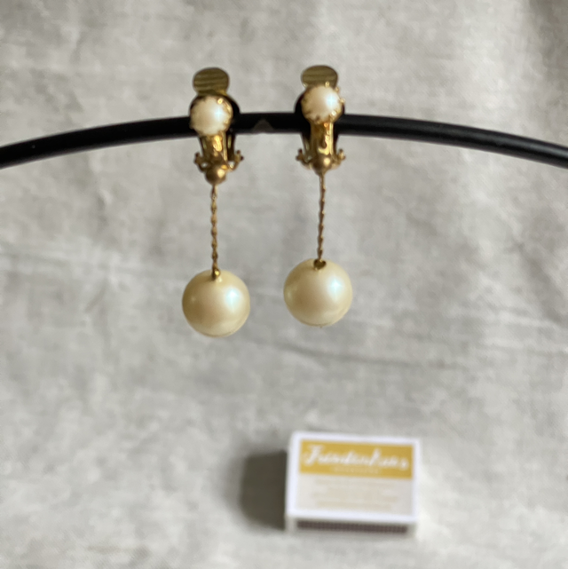 Perlenohrringe baumelnde Ohrclips 50er 