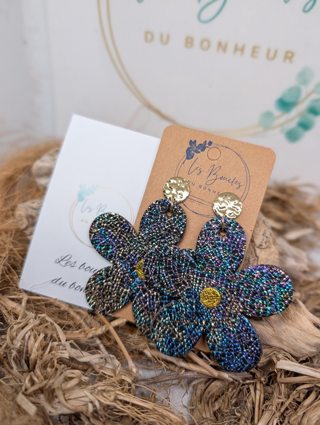 Boucles d'oreilles marguerite holographique m662