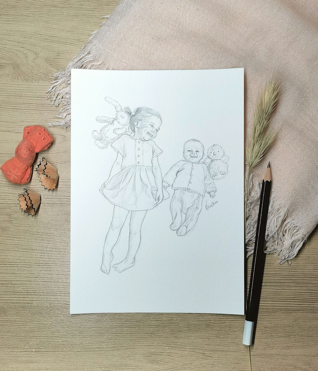 Portrait Duo - A5 façon croquis N&amp;B