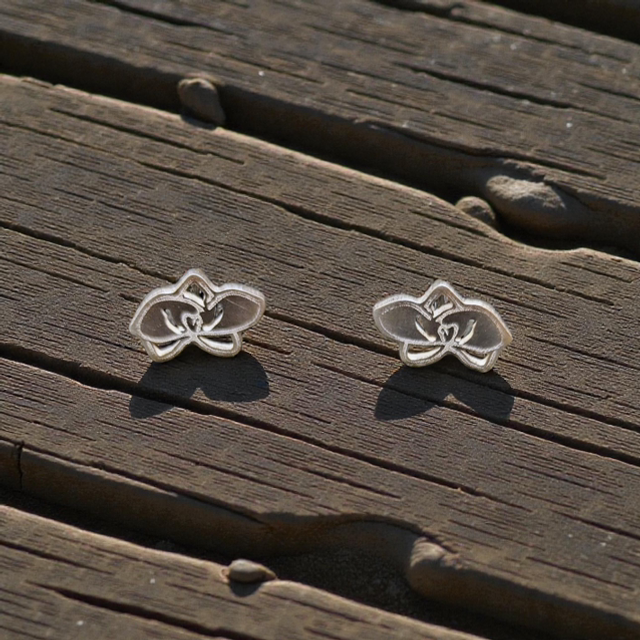 Abstract orchid 10mm sterling silver studs 