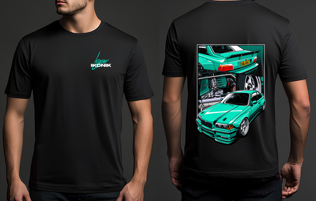 Premium Black Tee | BMW E36 - Mint Green