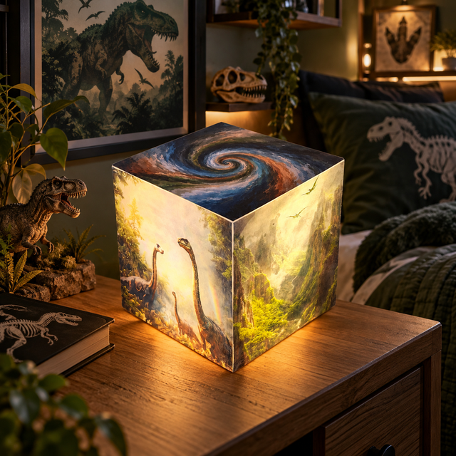 Lampe d'ambiance en cire 12x12cm- "Dinosaures 1"