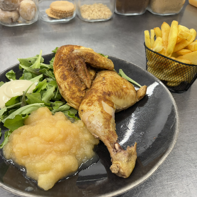 1/2 gebraden kip met appelmoes