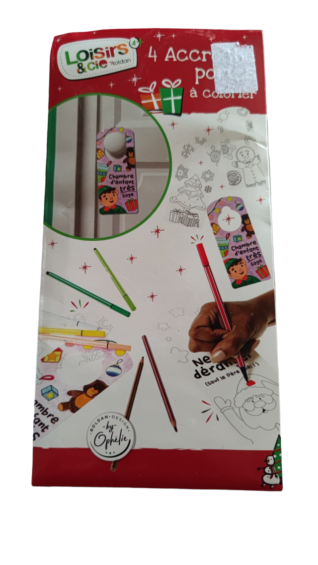 Lot de 4 accroches portes à colorier (Loisirs &amp; cie)