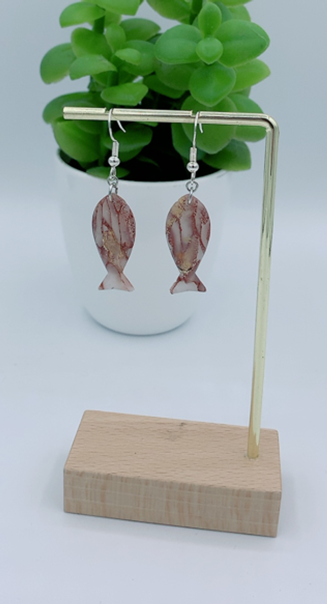 Boucles d'Oreilles Poisson Marron 