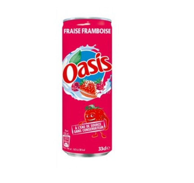 Canette oasis fraise framboise 33cl 🍓