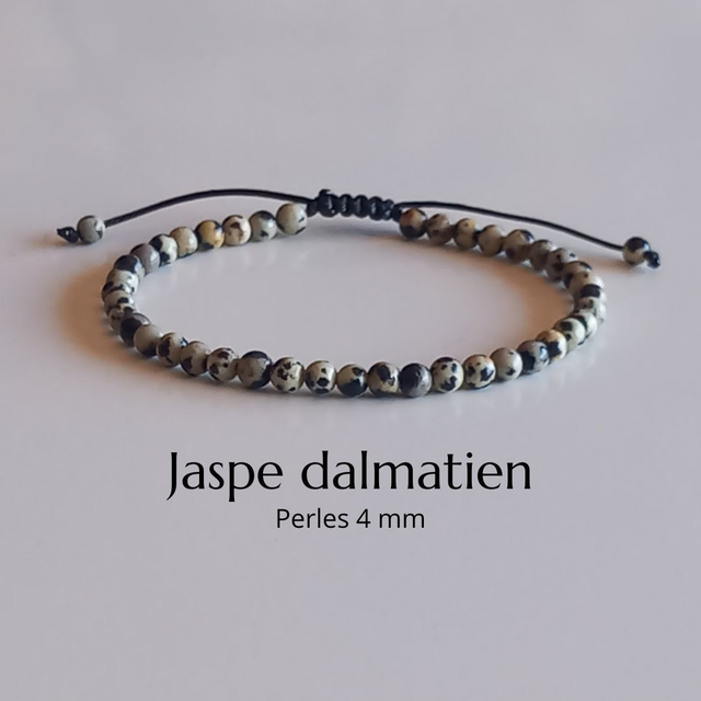 Bracelet ajustable en Jaspe dalmatien