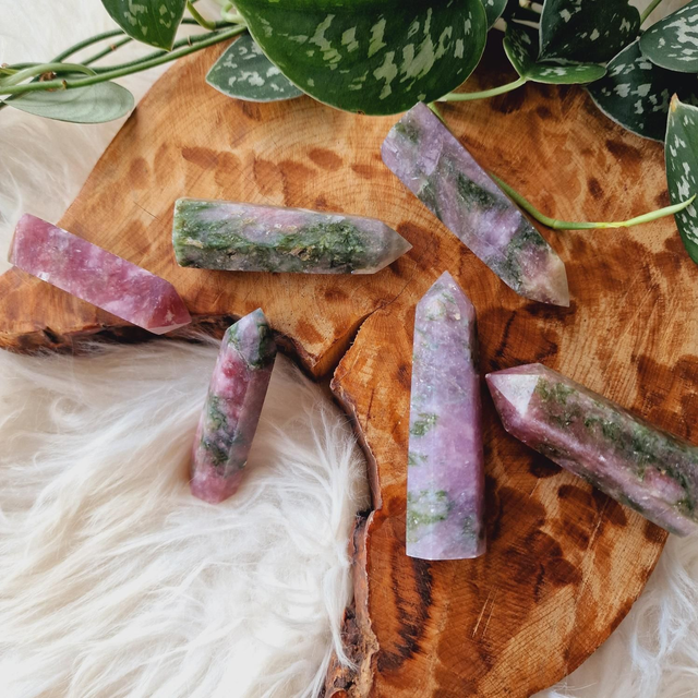 Pink And Green Tourmaline Points 