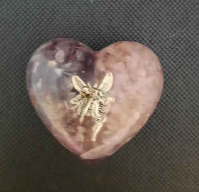 Mini coeur de poche Améthyste / Quartz rose