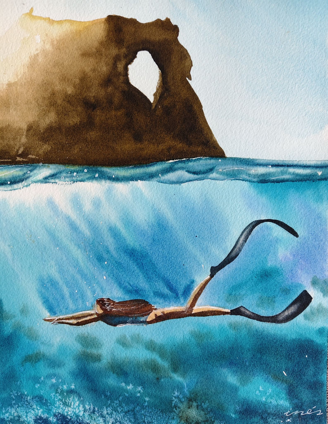 Buceo en la Mareta - 23 x 31 cm 