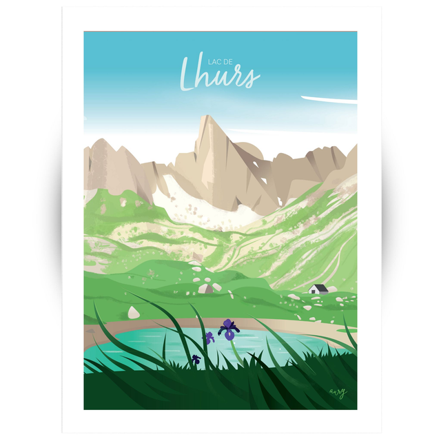 Affiche Lac de Lhurs, Lescun 30x40 