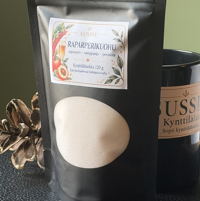 Raparperikuohu puuterikynttilä