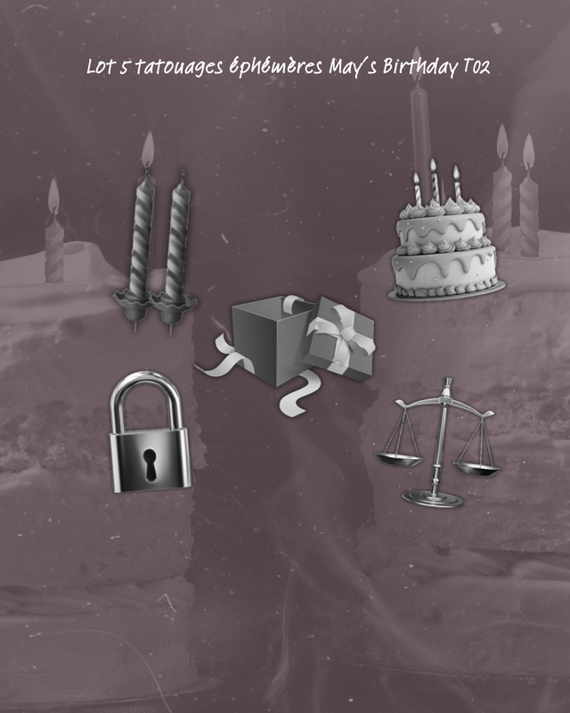 Lot 5 tatouages éphémères (May&#039;s Birthday T02) 