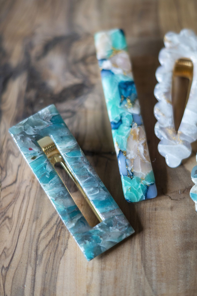 Coloris glace - Barrette rectangle évidé