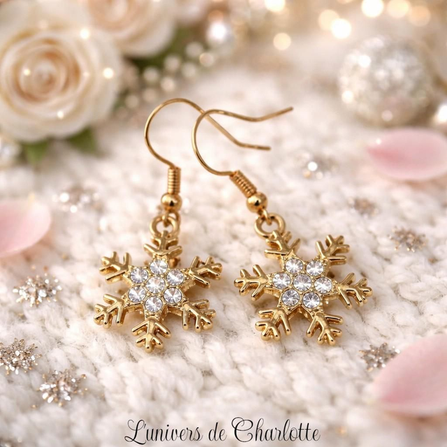 Boucles d'oreilles "Flocon" dorée BO-207