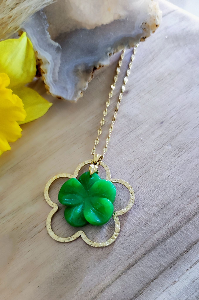 Collier "Flower" Agate verte