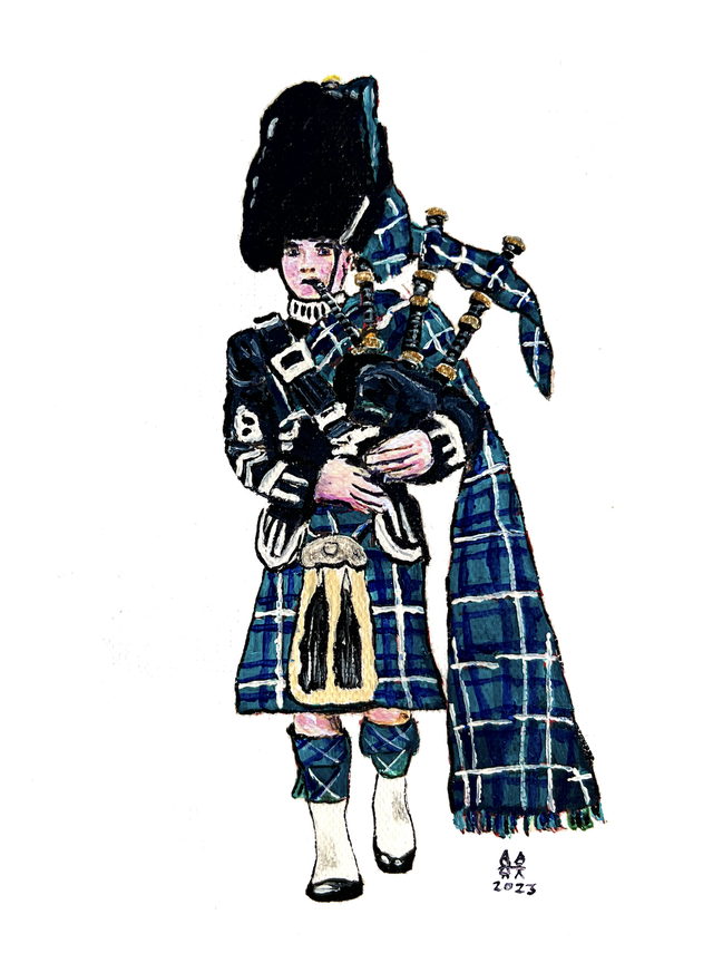 X4 Prints - Scottish Highland Piper Clan Douglas Tartan 8"x10" (£7.50 per unit)