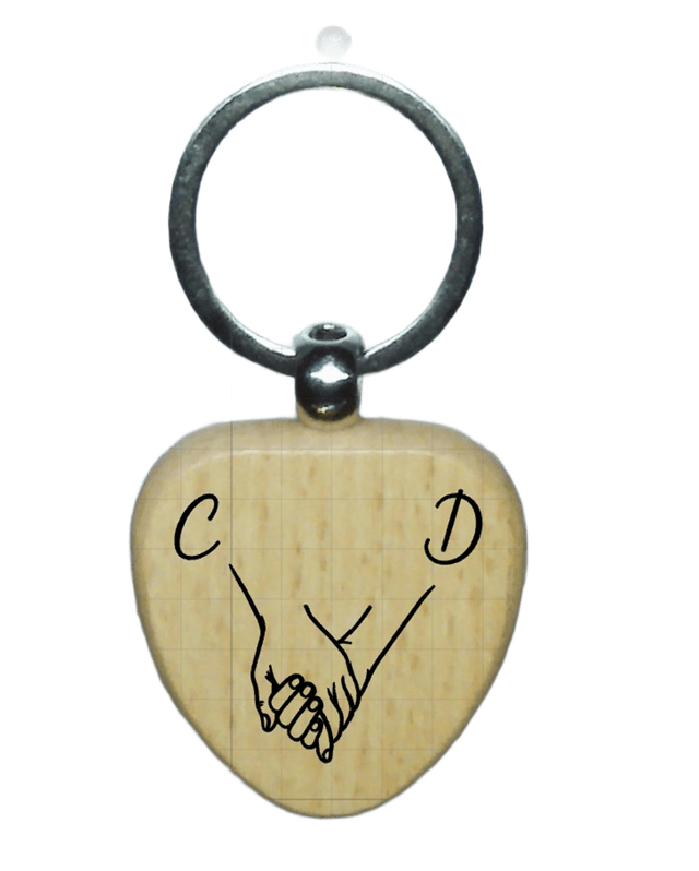 porte clés coeur en bois saint valentin