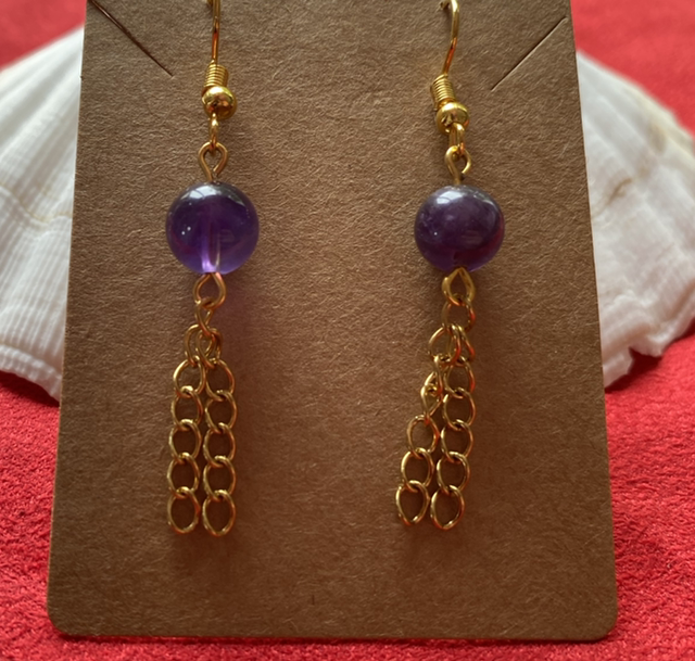 Boucle d’oreilles Améthyste Acier Inoxydable Doré