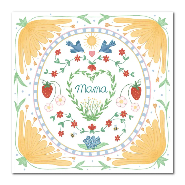  Mama kaart met bloemen in Zweedse stijl