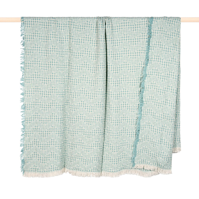 WAFFLE blue Wolldecke 130x170 cm 