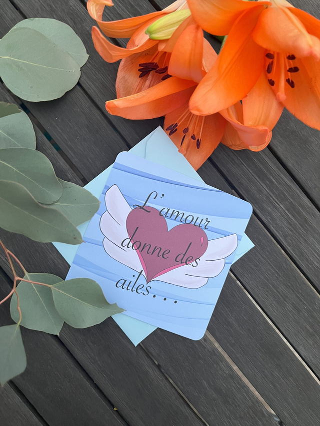 Carte de vœux &quot;L&#039;Amour donne des ailes&quot;