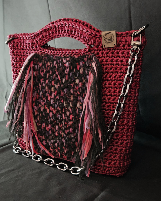 Sac porté épaule et main Amazone bordeaux