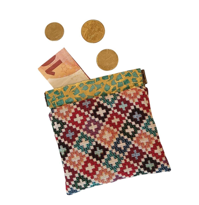 Porte-monnaie Clic clac/ Porte monnaie à cliquet original/ Porte monnaie tapisserie et tissu designer