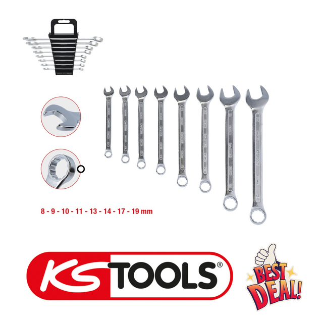 Ringmaulschlüssel-Satz, abgewinkelt, 8-tlg 8-19mm