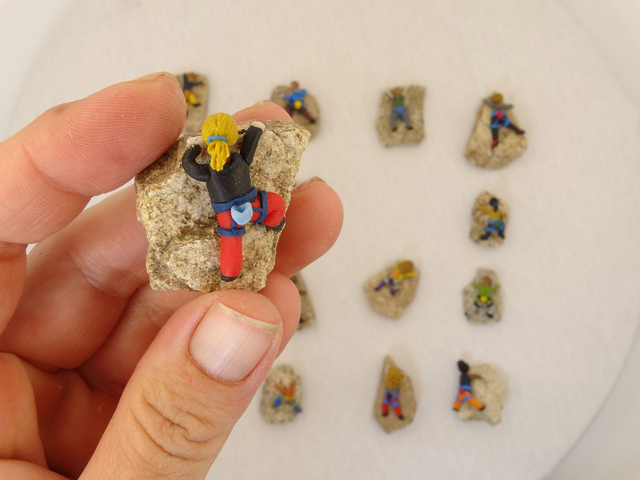 Miniature Climber Magnet on Natural Stone