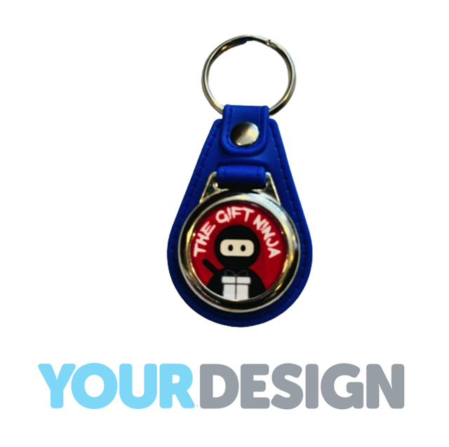 Promotional Keyrings - Faux leather fob - Blue