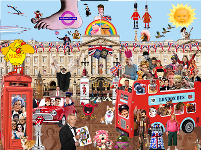 Queen Elizabeth II Limited Edition Platinum Jubilee Collage. ‘A Right Royal Party’ 70 Great British Icons For 70 years. Signed edition of 20