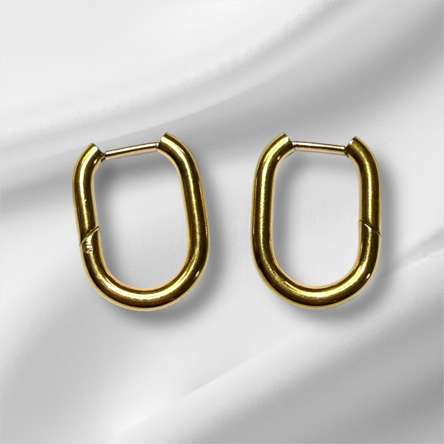 Créoles Ovale 'Lien' Dorées - Acier Inoxydable (REACH)