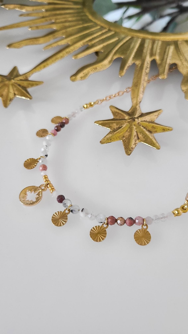 Collier Quartz Rose, Rhodonite, Pierre de Lune - Tendresse & Amour
