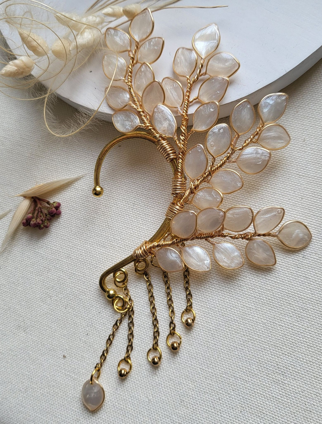 Tour d'oreille de mariage en résine-Bijou de la mariée- Collection Freyja