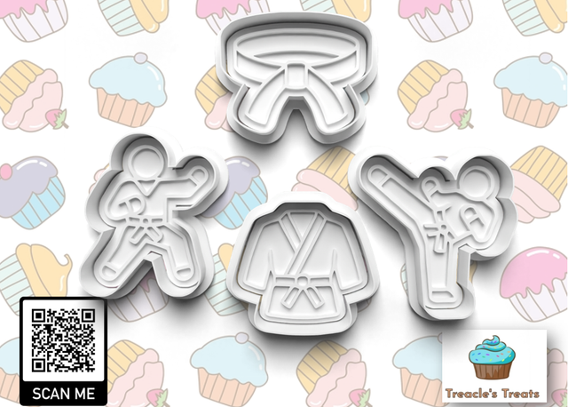 Karate Theme Fondant/cookie stamps with cutters