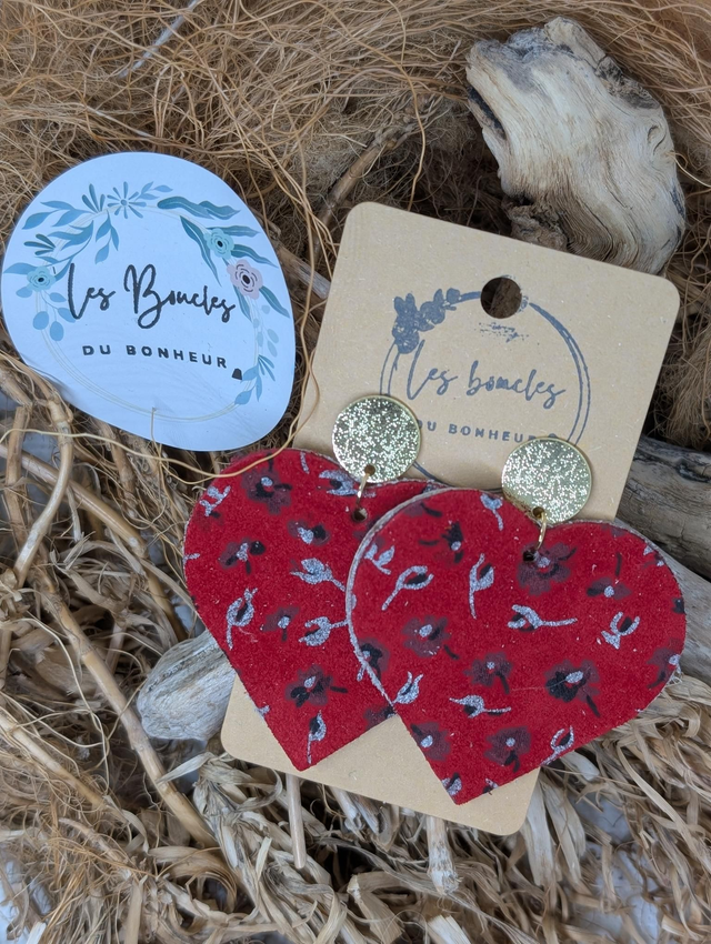 Boucles d&#039;oreilles Coeur ❤️  rouge c2017