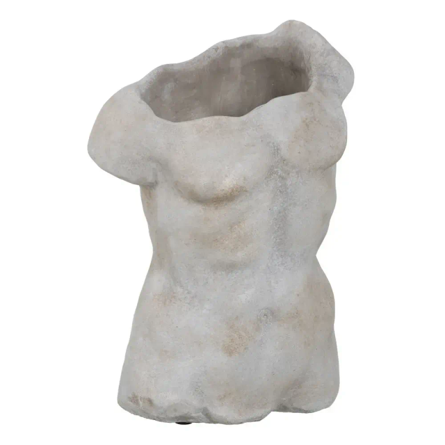 MACETERO BUSTO HOMBRE CEMENTO GRIS