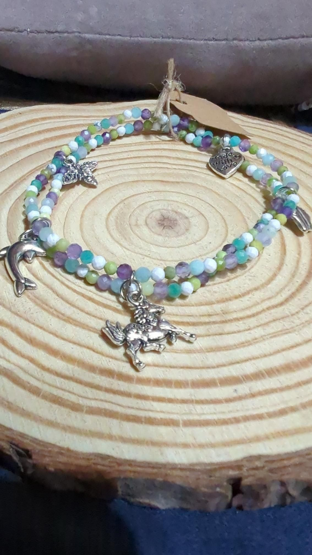 Bracelet double perles facettées 3/4 mm