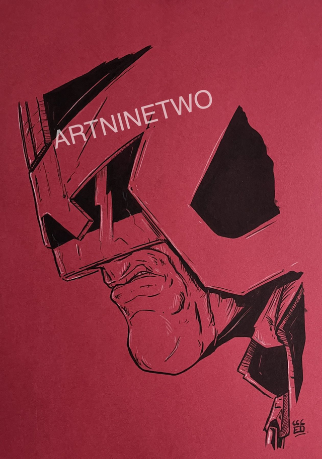RED DREDD - A4 Original Art