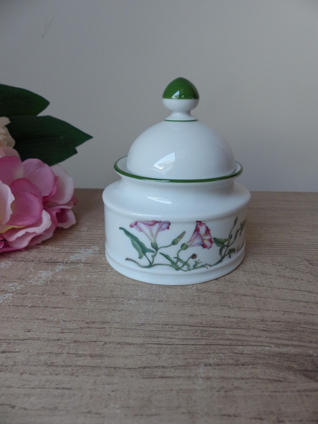 Sucrier en porcelaine Renate Seltmann Weiden Bavaria, sucrier décor botanique, sucrier avec fleurs des champs vaisselle Allemagne de l'Ouest