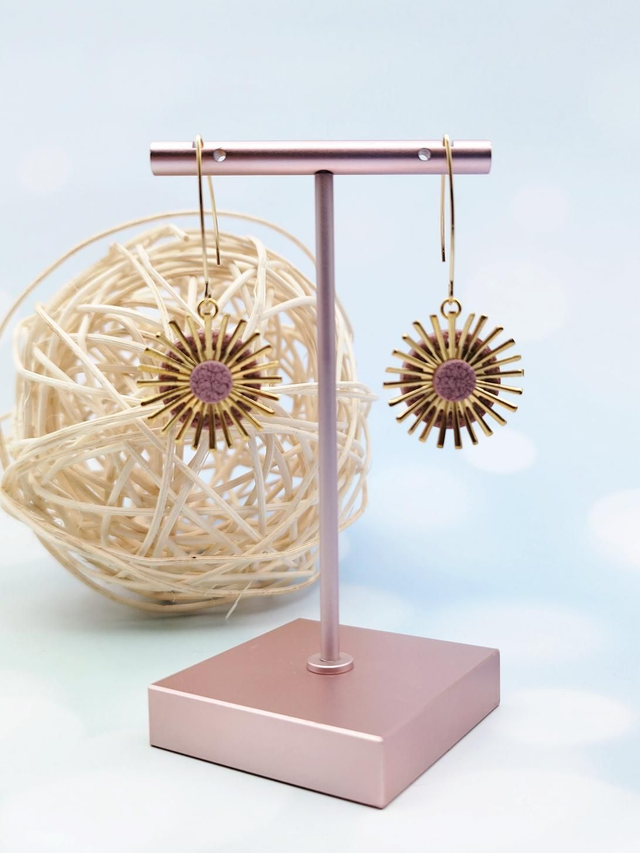 Boucles d'oreilles Soleil Vieux Rose