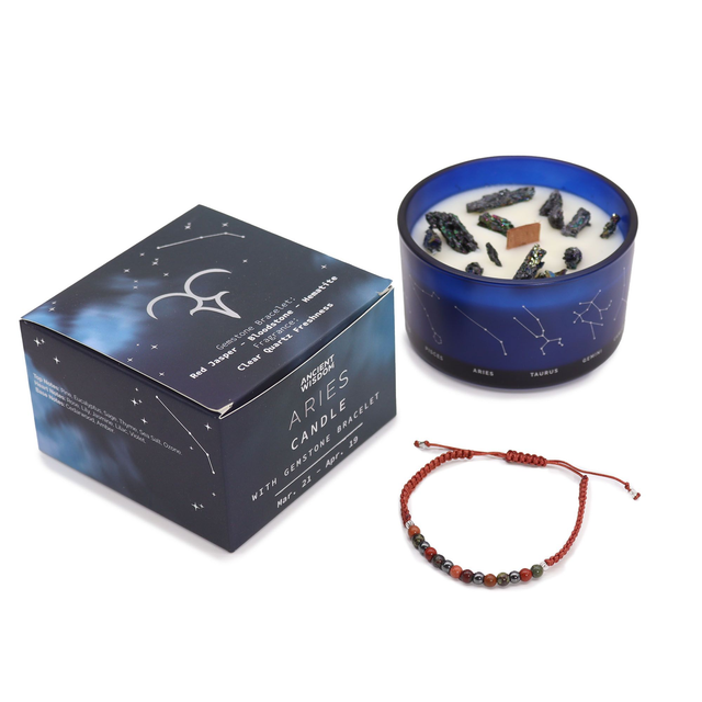 Bougie de Cristal du Zodiaque avec Bracelet - Bélier