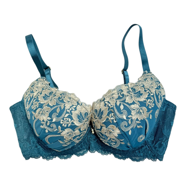 Turquoise and Gold Embroidered Japanese Bra UK 32D   