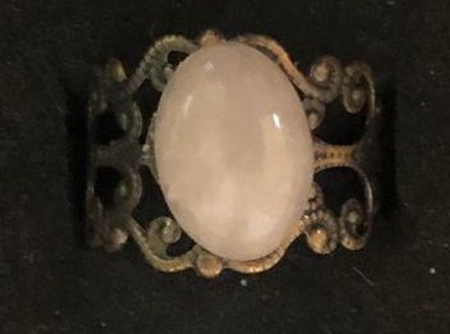 quartz rose (bague baroque bronzée) 