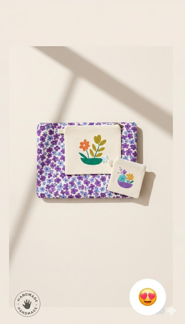 Kit "Jungle Chic" : Étui Ordinateur & Pochettes Fait Main